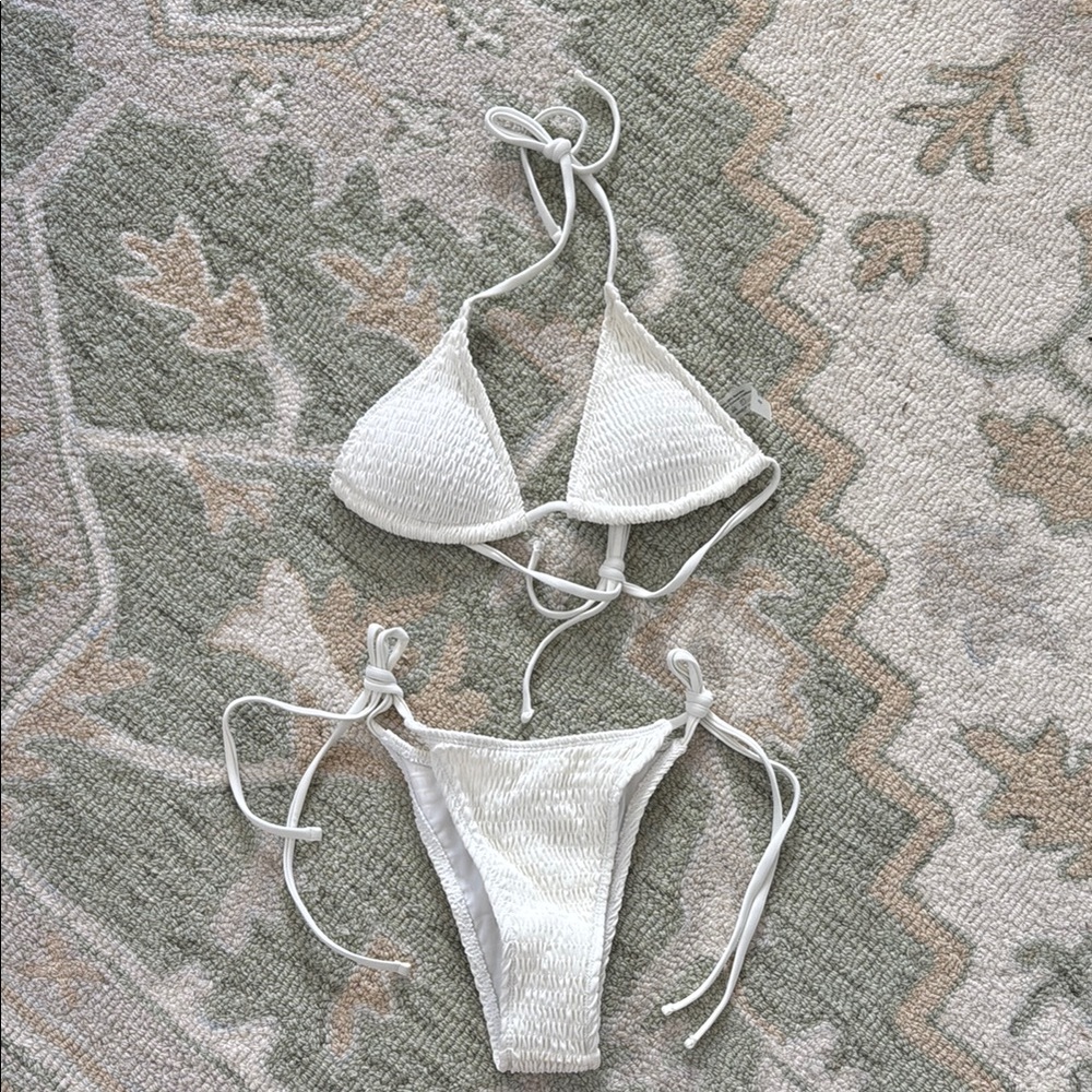 White Textured Bikini Set